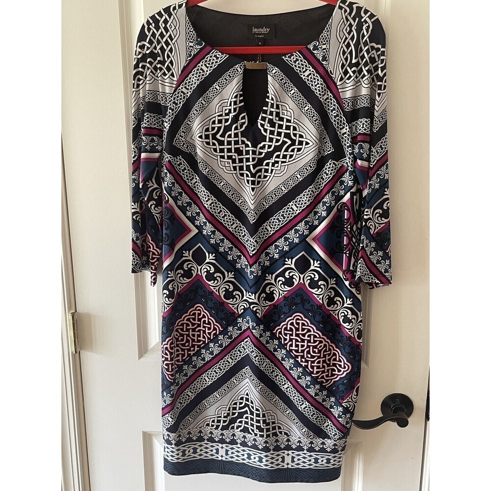 Laundry by Shelli Segal Women's Small Multicolor Chainlink Print Shift Dress